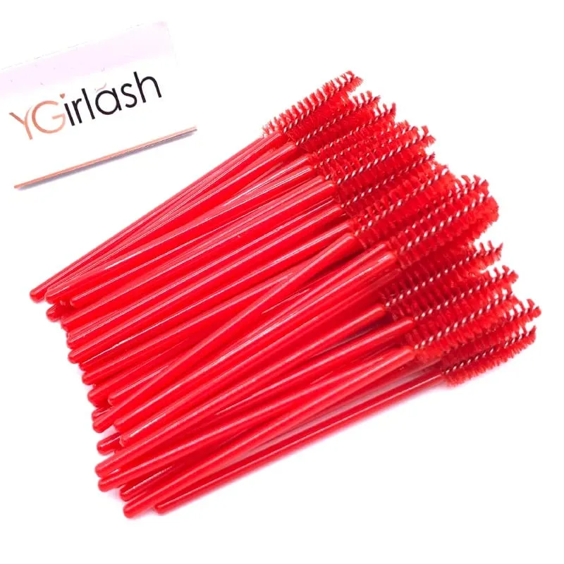 YGirlash 50 יחידות Lash Swans מוליך ריסים קריסטל ידית יהלום חד פעמית שרביטי מסקרה ניילון מברשת כלים קוסמטיים