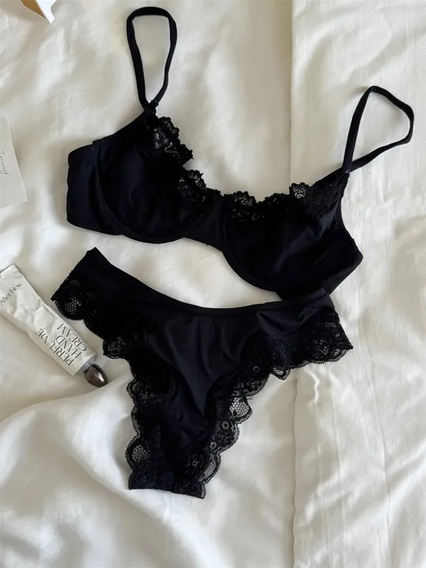 Set Bra Cawan Penuh Tanpa Garis Merah Jambu Berdawai Berdawai Lace Trim Lift Selesa Minimalis Seamless Mesra Kulit Coli Setiap Hari dan Seluar Dalam