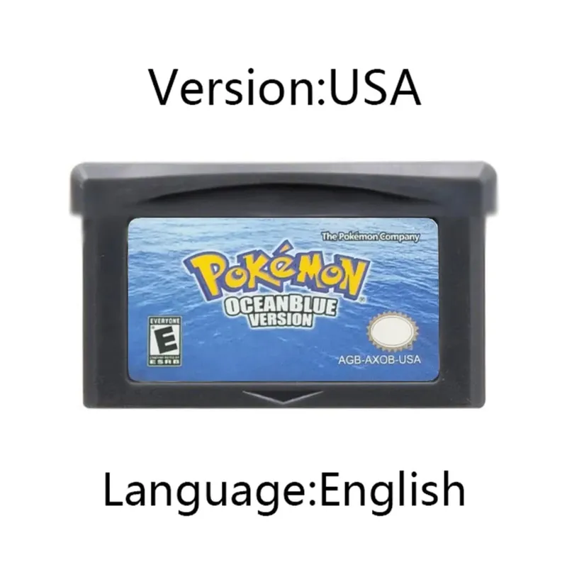 GBA Pokemon Game Cartridge 32-bitars videospelskonsolkort AshGray Liquid Crystal Light Platinum Moemon Emerald Engelska språket — image 5