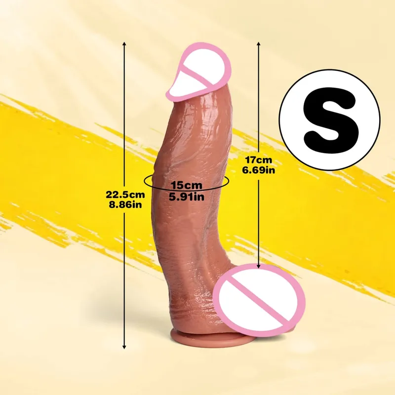Mainan Seks Dewasa Penis Tebal Silikon Realistis Dildo Bend untuk Wanita Dildo Masturbasi Vagina Anal dengan Pemijat Kontol Cangkir Isap — image 9