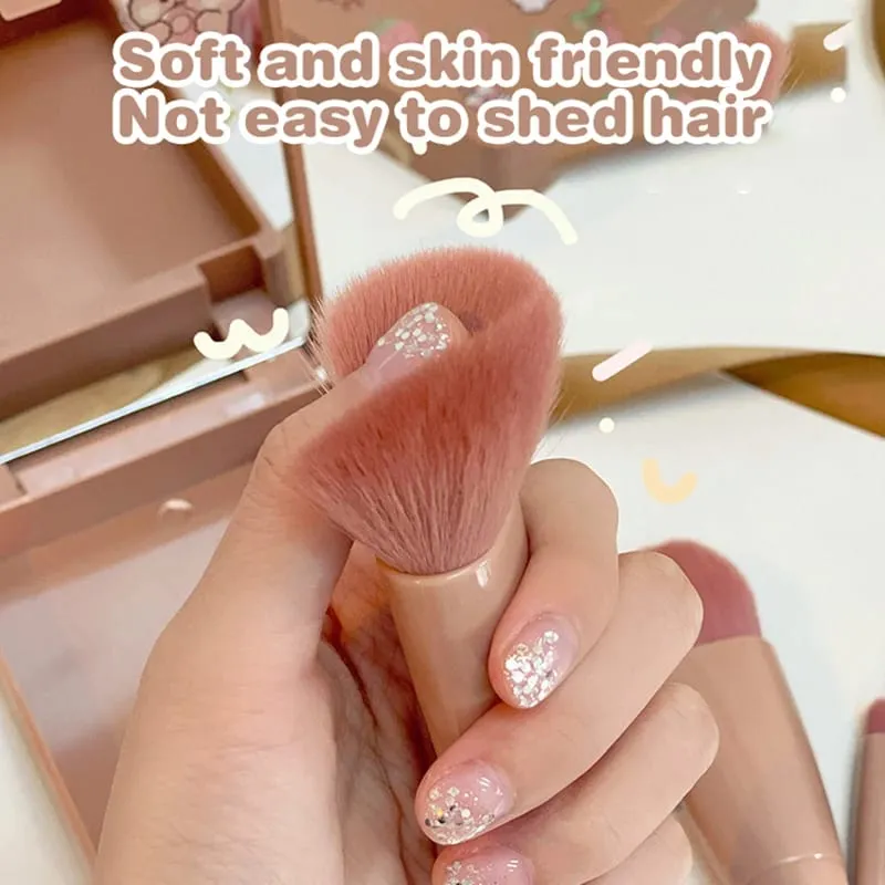 【B】5Pcs Makeup Brushes Set Mini Makeup Brushes Small Complete Function Cosmetic Brushes Kit With Case And Mirror — image 3