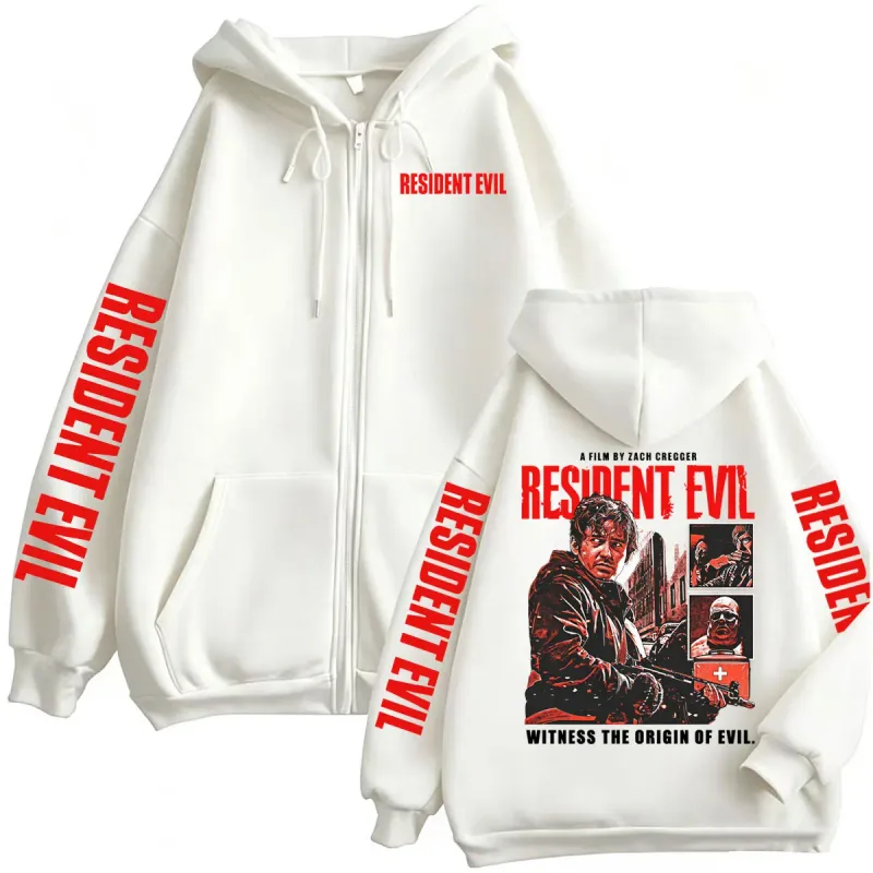 Limited Resident Evil Horror Film Zipper Hoodies Men Women Fashion High Street Jacket Sweatshirt Coats Cozy Fleece Zip Up Hoodie