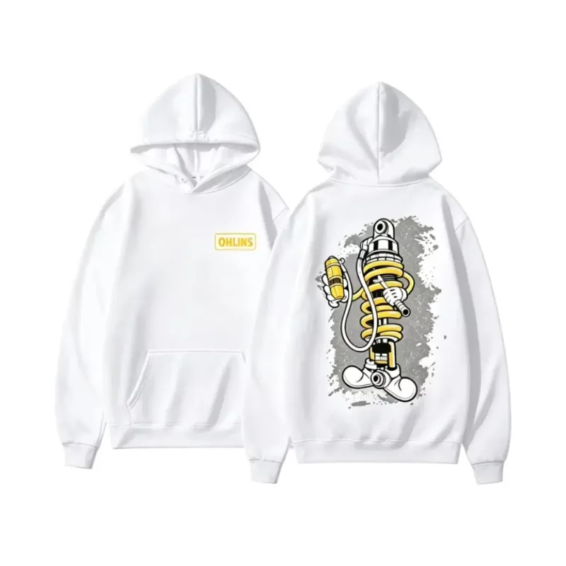 2026 New Ohlins Hoodie Racing Suspension Cartoon Mascot Graphic Print Unisex Loose Fit Autumn Winter Streetwear Sweatshirt Tops