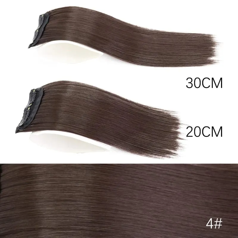 Extension de cheveux synthétiques lisses invisibles à Clip, 20/30cm, une pièce, couverture supérieure et latérale, postiche moelleuse pour femmes — image 9
