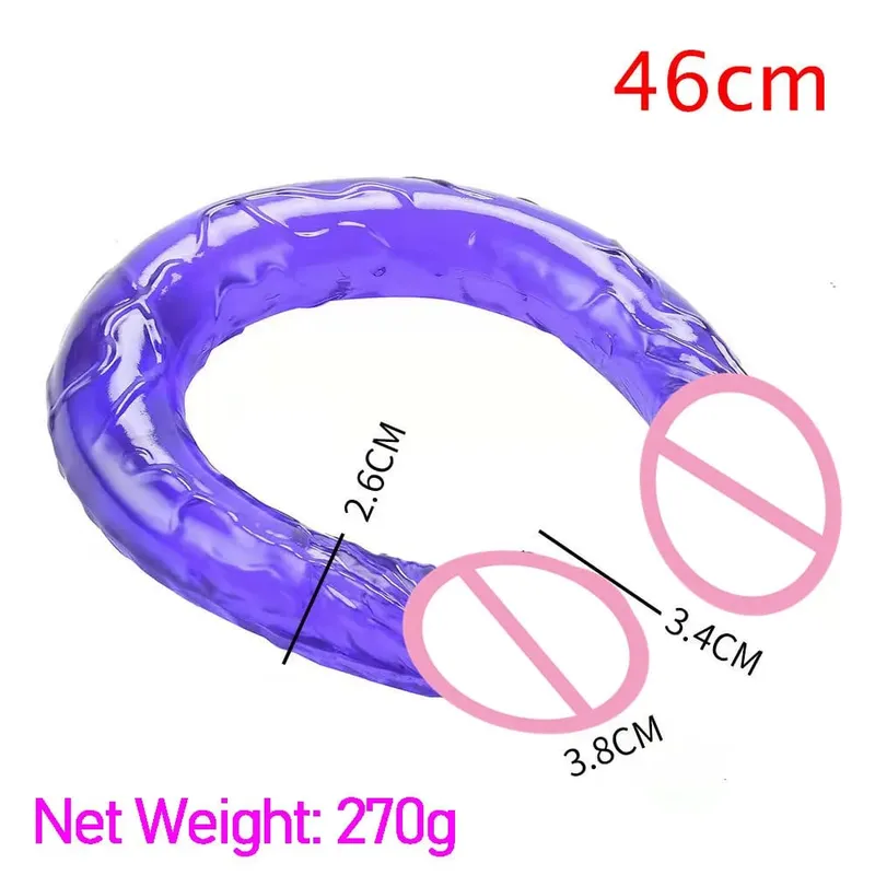 Soft Jelly Dildo Double Long 46cm Realistic Cock Lesbian Vaginal Anal Plug Flexible Fake Penis for Women Sex Toys — image 4