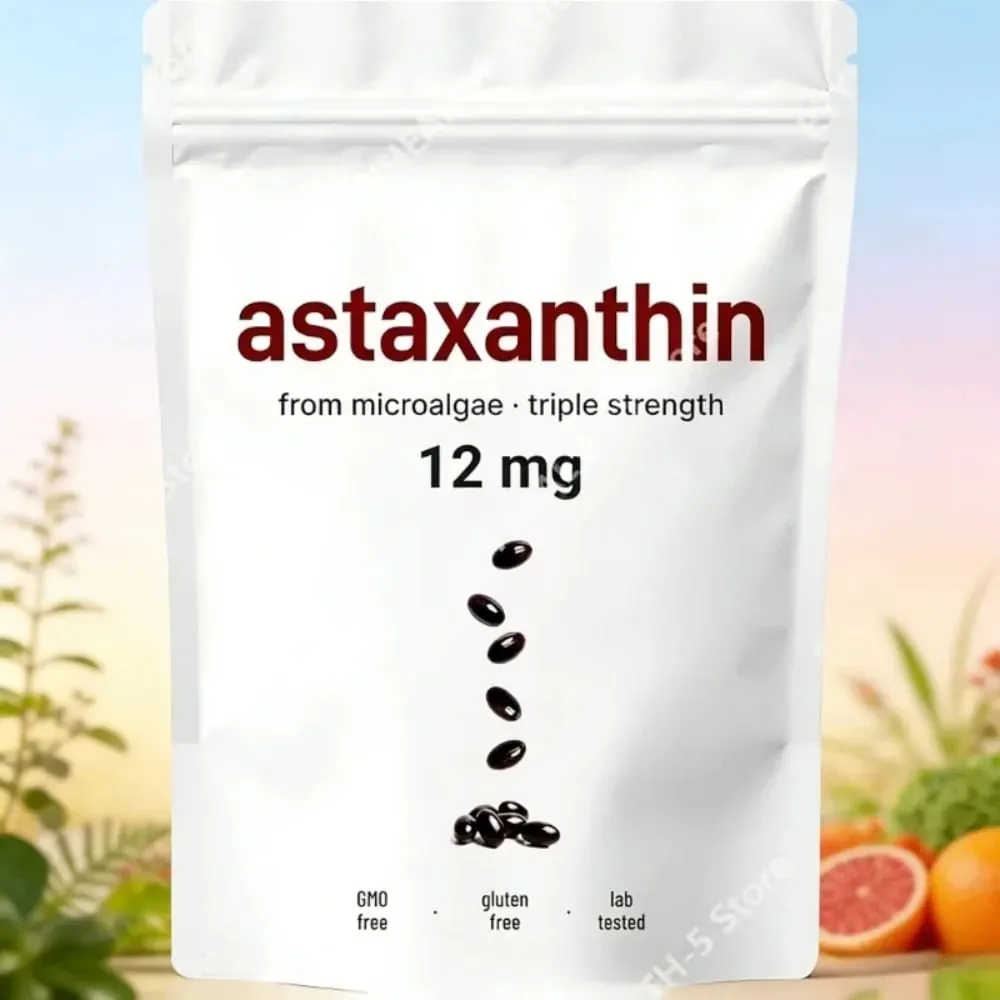 Astaxanthine 12 mg softgels - Dagelijkse antioxidantondersteuning Niet-GMO Glutenvrij Sojavrij 120 capsules voor volwassenen