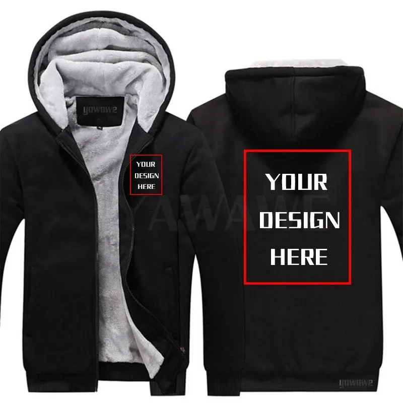 Customized winter Brand Hoodies For man Your Image Logo Heavyweight Zip-up your photo Travel Zipper Design Your Warm Jacket — image 20