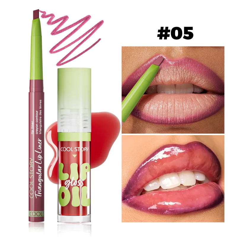 Juego de brillo de labios 2 uds., lápiz labial 2 en 1, Kit de maquillaje de contorno de labios suaves, delineador de labios mate para mujeres, Combo de aceite voluminizador, cosmético — image 12
