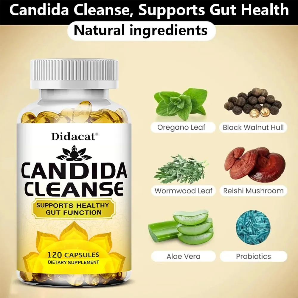 Candida Cleanse-innehåller naturliga örter och probiotika för att stödja en sund tarmfunktion och immunhälsa Lämplig för unisex — image 3