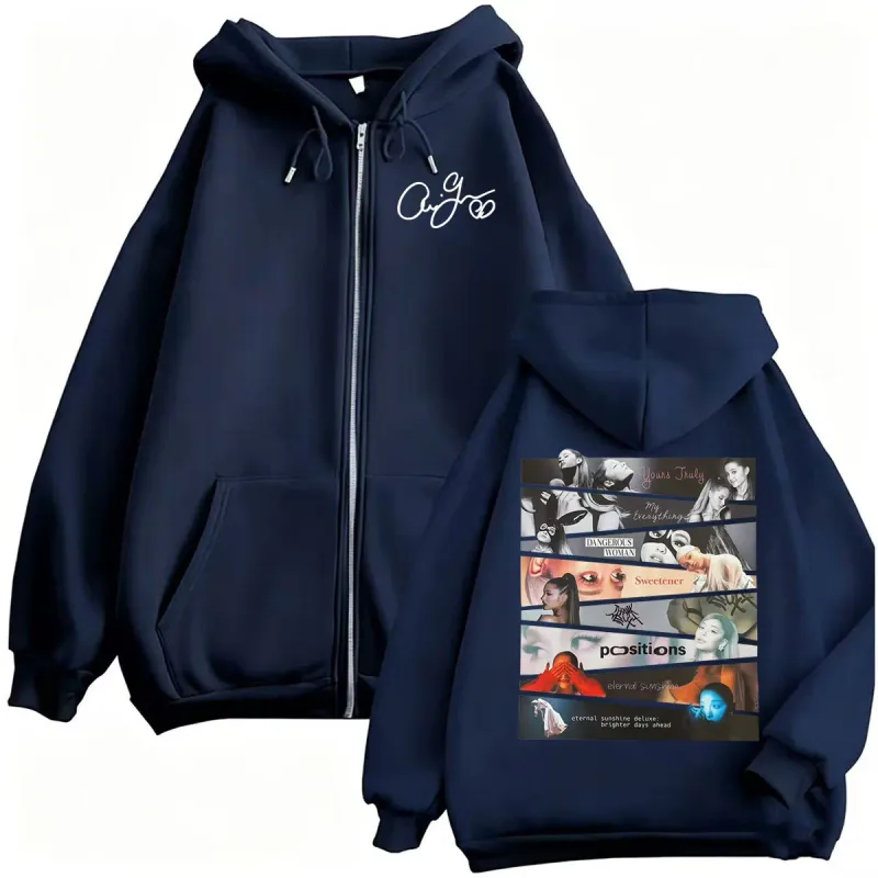 Ariana Grande Album 2026 Cover Zip Up Hoodies Men Women Fashion Aesthetic Sweatshirt Jacket Coats Casual Fleece Zipper Pullovers