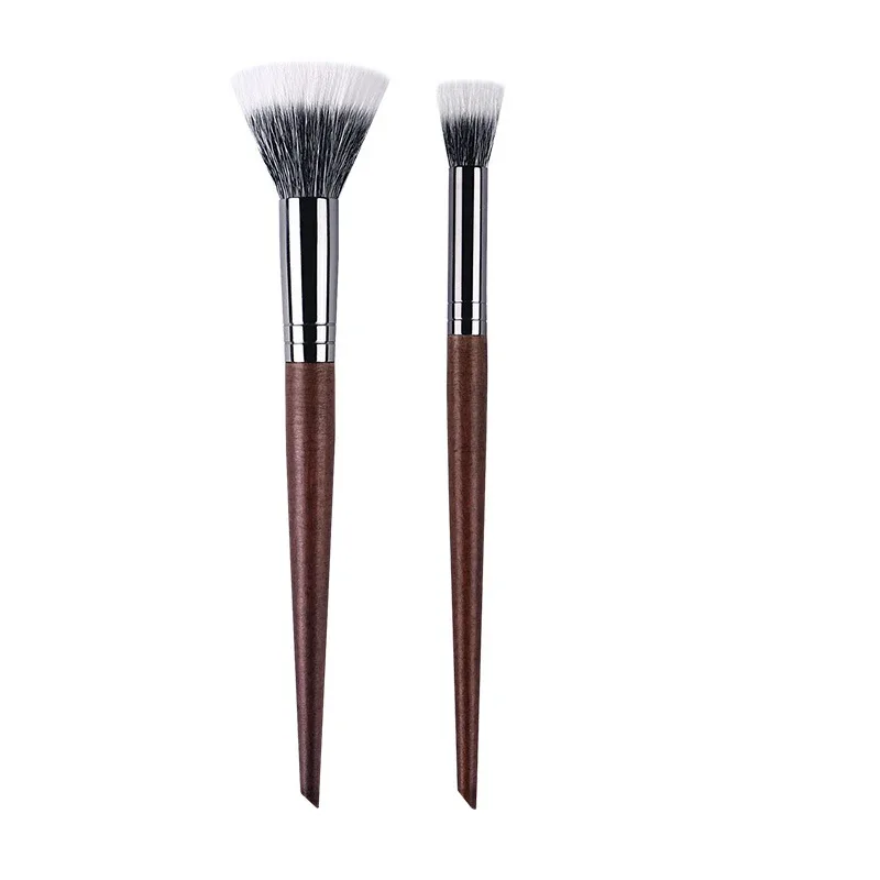 Berus Mekap Profesional Kontur serbuk Tetapan Berus Mekap Pelbagai Fungsi Berus Stippling Blush lembut Bulu kambing kayu asli — image 8