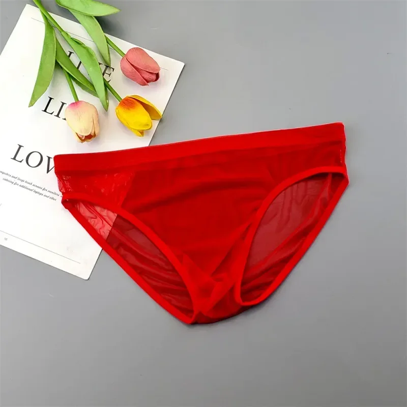 Ropa interior transparente de talla grande, calzoncillos sexis transparentes para Hombre con bolsa, bragas masculinas transpirables de nailon, XL-4XL