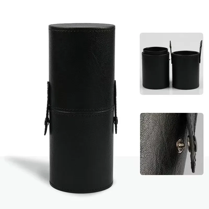 PU Leather Makeup Brush Bucket Portable Travel Cosmetic Bag Multi-Function Dust-Proof Waterproof Makeup Brush Cylinder