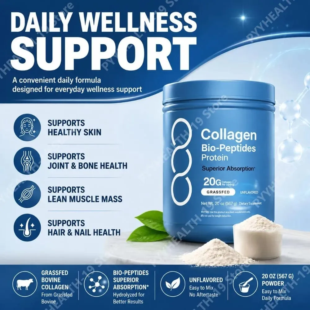 Collagen Bio-Peptides Protein Powder with Grassfed Bovine for Skin Hair Nail Joint Bone & Muscle Support Adults 567 Grams — image 2