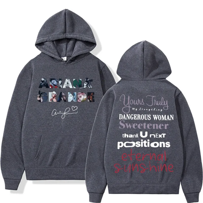Singer Ariana Grande Album Tour Graphic Hoodies Men Women Fashion Classic Vintage Sweatshirts Autumn/Winter Casual Fleece Hoodie