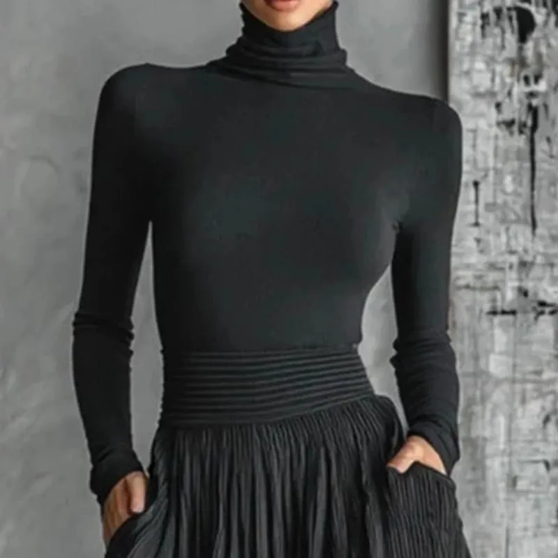 Francie Elegantní dvoudílná sukně pro dámské kapsy Pevný minimalistický dělený lem plisovaný A Line Vintage slim obleky s rolákem