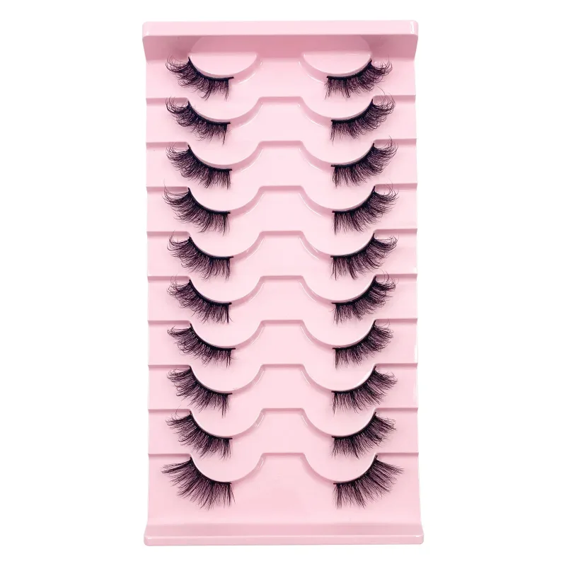 Bulu Mata Setengah Mata Kucing 3D 10 Pasang Bulu Mata Setengah Batang Bening Alami Ekstensi Bulu Mata Palsu Makeup Yang Dijamin Palsu Maquiag — image 17