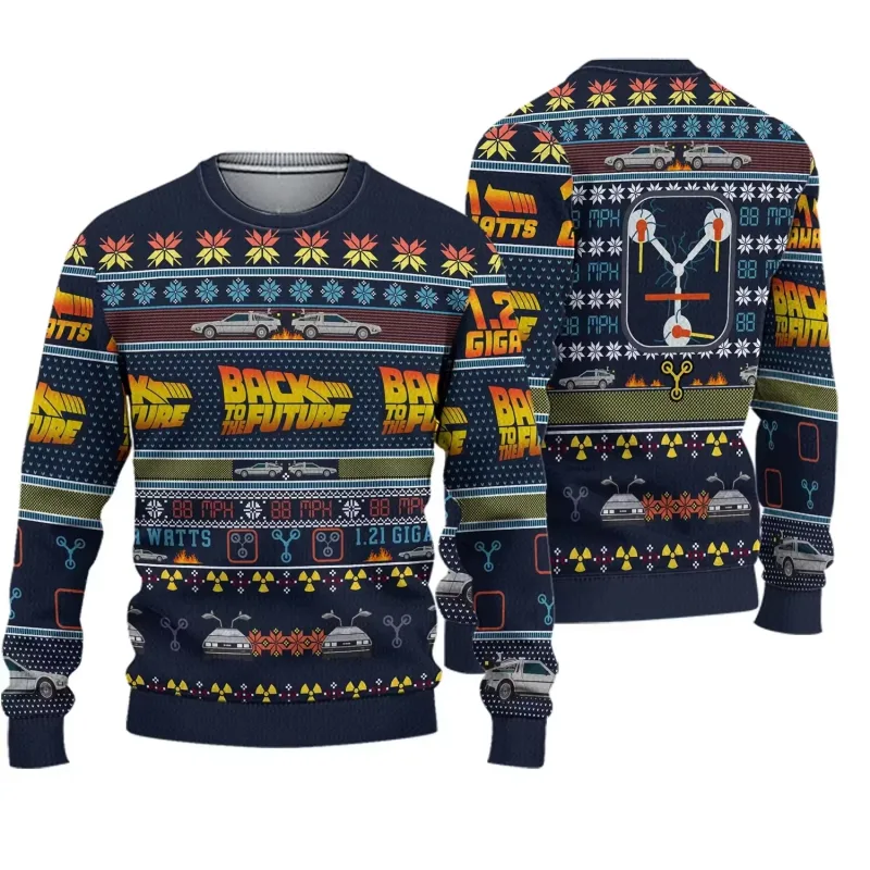 outono e inverno de volta ao futuro suéteres feios de Natal, camisas de anime de desenho animado para homens e mulheres, roupas — image 30