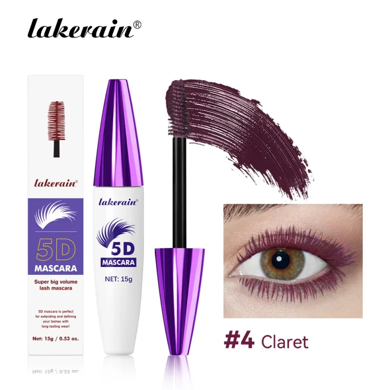 Lakerain 5D Rímel Cílios Alongamento de Longa Duração Intenso Preto Impermeável Nutritivo À Prova de Manchas Rímel Maquiagem para os Olhos