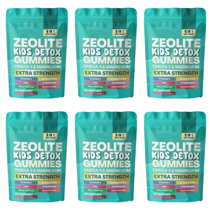 Zeolit ​​Gummies 60 Count obsahuje multivitamin Omega-3 hořčík a bezinky podporují detoxikaci a zdraví imunitního systému