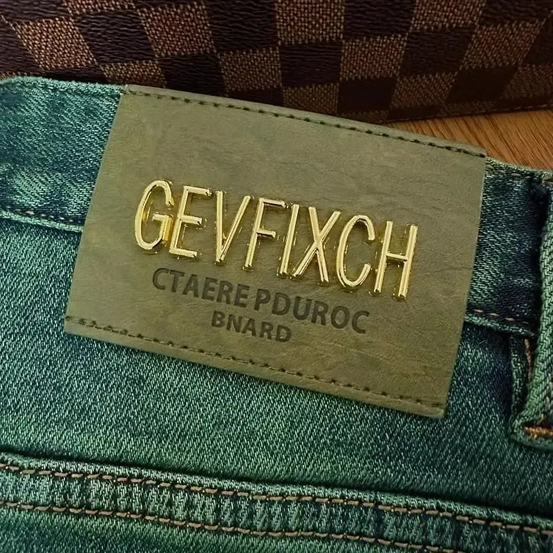 High Quality Emerald Green Slim Fit Men's Jeans Retro Fashion Washed out Casual Straight Leg Youthful Style Chinese Production — image 3