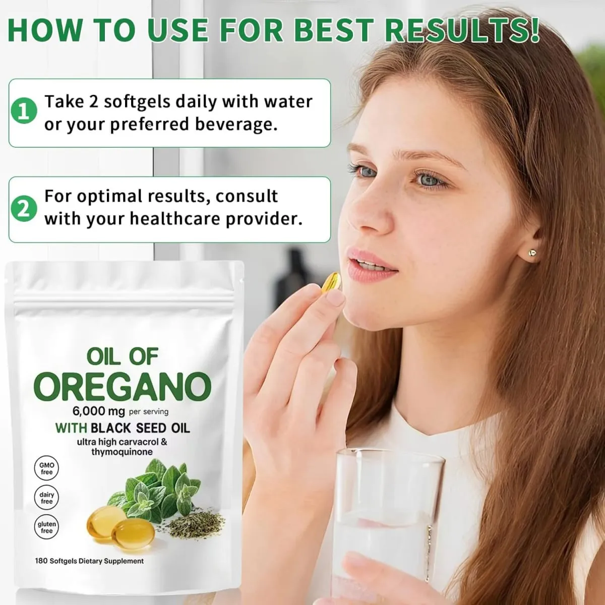 Oil of Oregano Softgels Skin Care Oil for Women Men Organic Oregano Oil Capsules with Black Seed Oil Plant Based | Non-GMO — image 6