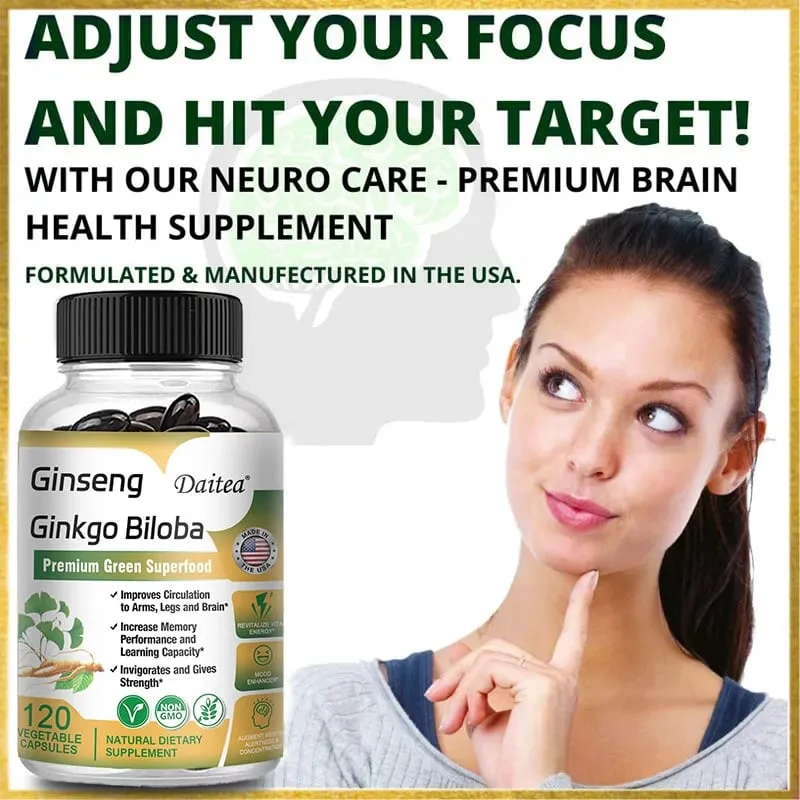 Ginseng + Ginkgo Biloba Capsules - Premium Non-GMO/Vegan Superfood - Traditional Energy Booster and Mood Soother — image 6