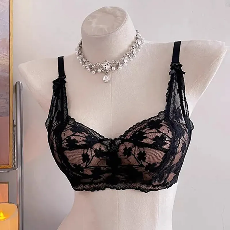 セクシーな BANERDANNI Halter Lace Bra Bow Padded Push Up Wireless Brassiere Soft Lingerie Small Bust Ladies Daily Casual Underwear