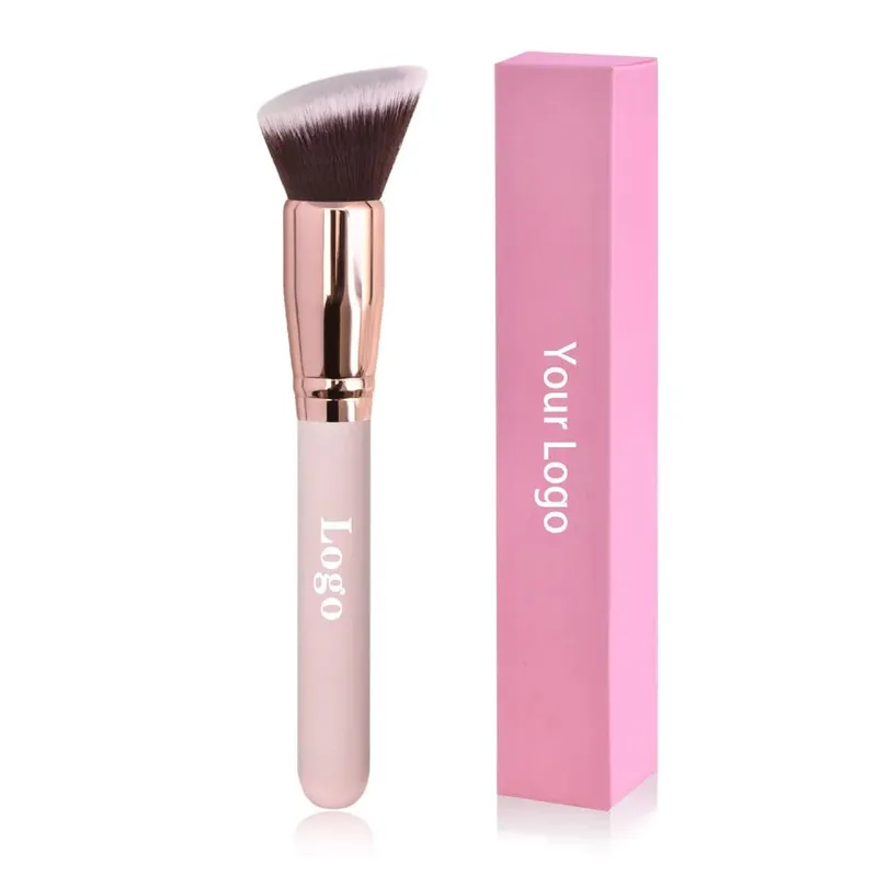 ฟรีฉลากส่วนตัวแปรงแต่งหน้า Foundation Loose Powder คอนซีลเลอร์แปรงผสมสีชมพูเครื่องมือแต่งหน้าความงามขายส่งจำนวนมาก 10 ชิ้น — image 8