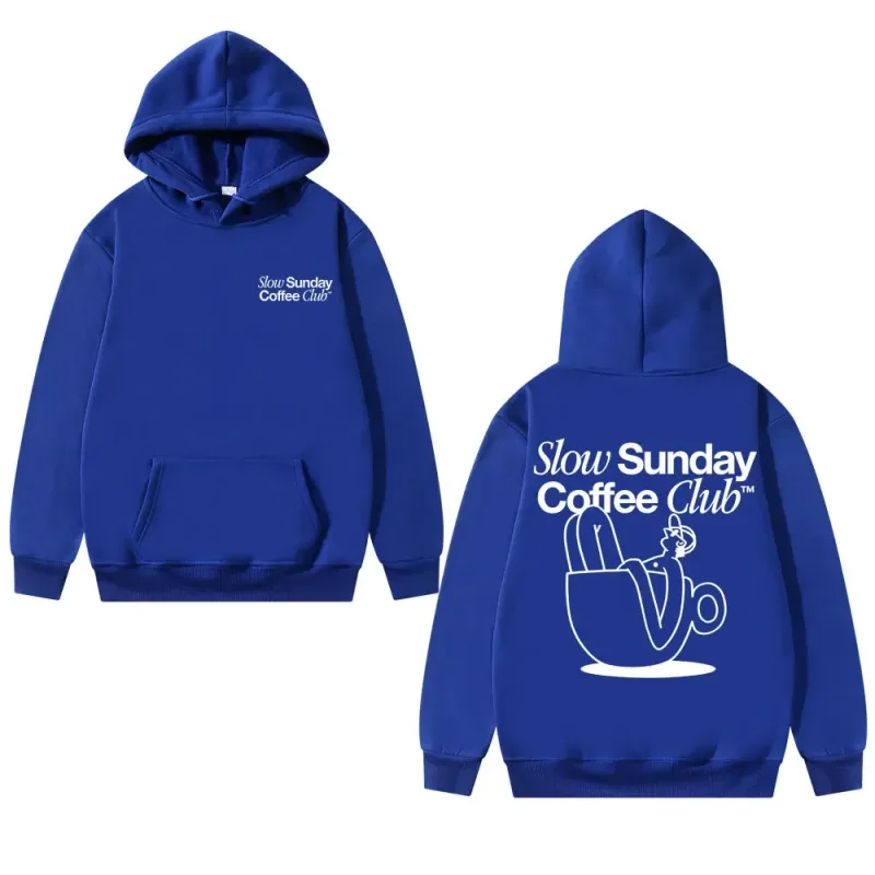 Unisex Slow Sunday Coffee Club Hoodie Pullover Funny Meme Vintage Casual Streetwear Sweatshirt, meerdere kleuren beschikbaar — image 8