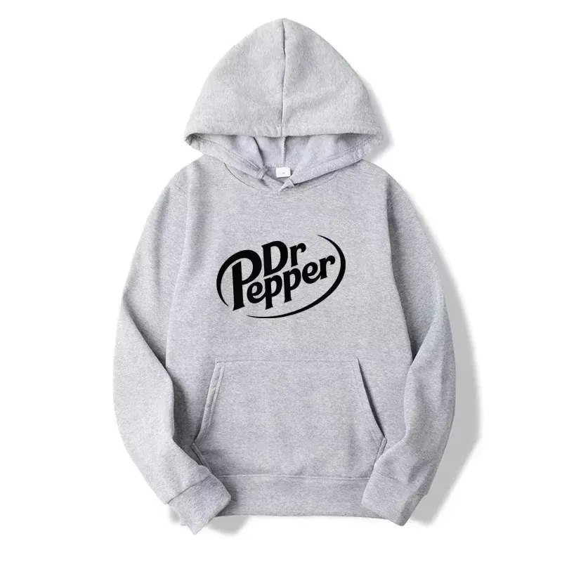 Autumn Warm Dr Pepper Letter Printed Hoodies Street Men Fashion Fleece Sweatshirts Casual Unisex Pullover Tops Fashion Tre