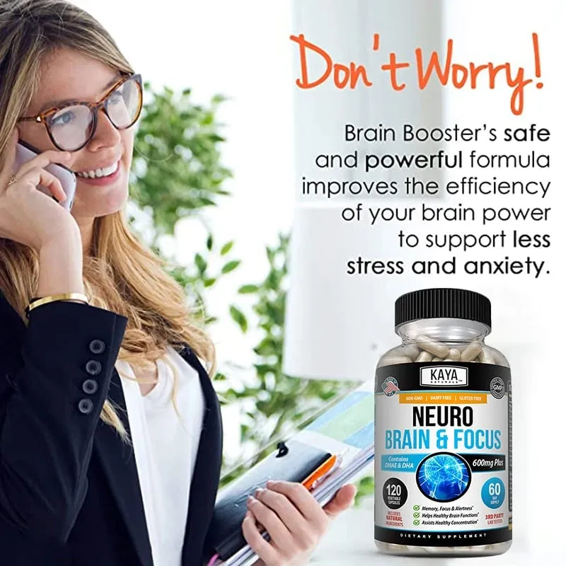 Cápsulas de reforço cerebral nootrópicas - Vitaminas, concentração de memória, clareza e desempenho cognitivo, suporte para alívio do estresse — image 6