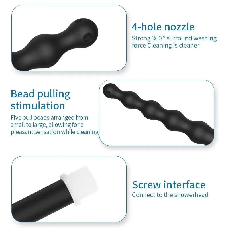 Silicone Long 58cm Anal Beads Plug Dilator Douche Enema Vagina Cleaning Kit Buttplug Syringe Shower Head Gay Sex Toy For Couples — image 4