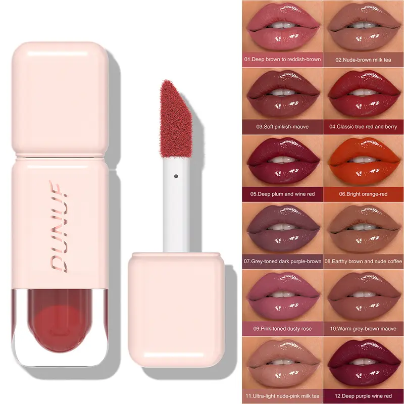 Brillo de labios brillante espejo agua tinte de labios taza no pegajosa de larga duración lápiz labial líquido hidratante maquillaje de labios rojo marrón desnudo