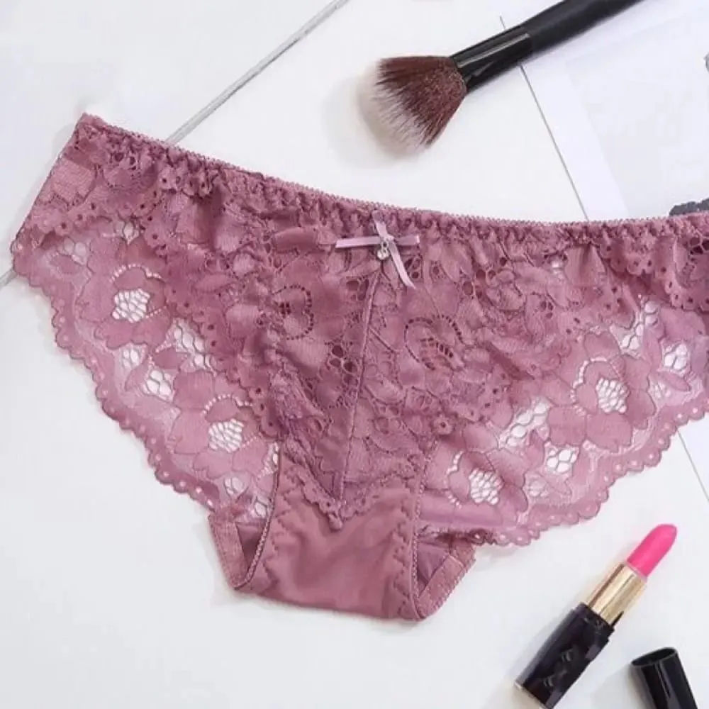 Sweet Mesh Lace Flower Bra Low Waist Bowknot Push Up Bra Women Lingerie Non Slip Bra Panties Set Beach — image 3