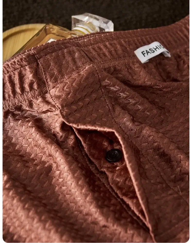 Lot de 2 boxers en soie glacée pour hommes, taille moyenne, coupe ample, Cool, tendance, sous-vêtements brillants, vêtements de nuit, culottes masculines — image 5