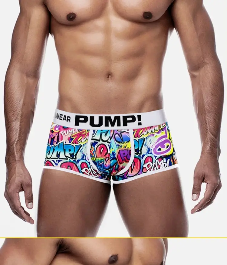 1 Chiếc Nam Cotton Nylon Pha Quần Sịp Boxer Toàn Graffiti In Rộng Dây Thắt Lưng Co Giãn Không Bó Sát Thời Trang thể Thao Quần Lót — image 21
