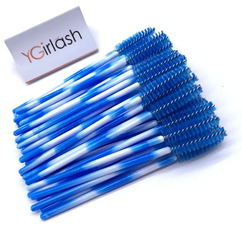 YGirlash 50 יחידות Lash Swans מוליך ריסים קריסטל ידית יהלום חד פעמית שרביטי מסקרה ניילון מברשת כלים קוסמטיים