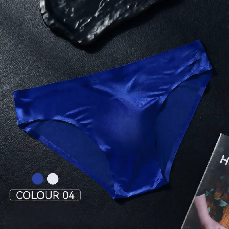 Mens Seamless Briefs Ice Silk Underwear 3D Pouch Breathable Quick Dry Elastic Low Waist Soft Solid Color Men Underpants — image 9