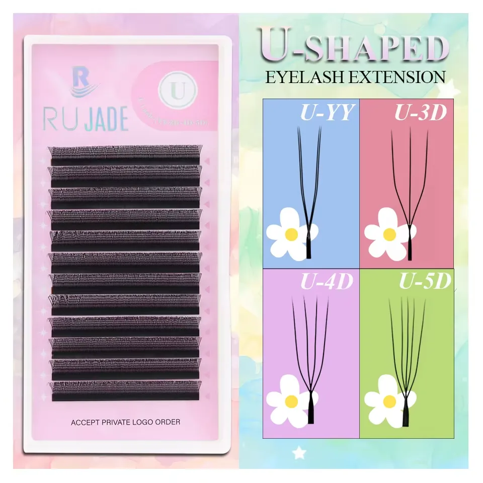 U-Shaped 3D 4D 5D Eyelash Extensions Faux Mink Premade Fans Lashes Easy Grafting Hand Woven Matte Black Volume W YY Shape Lashes