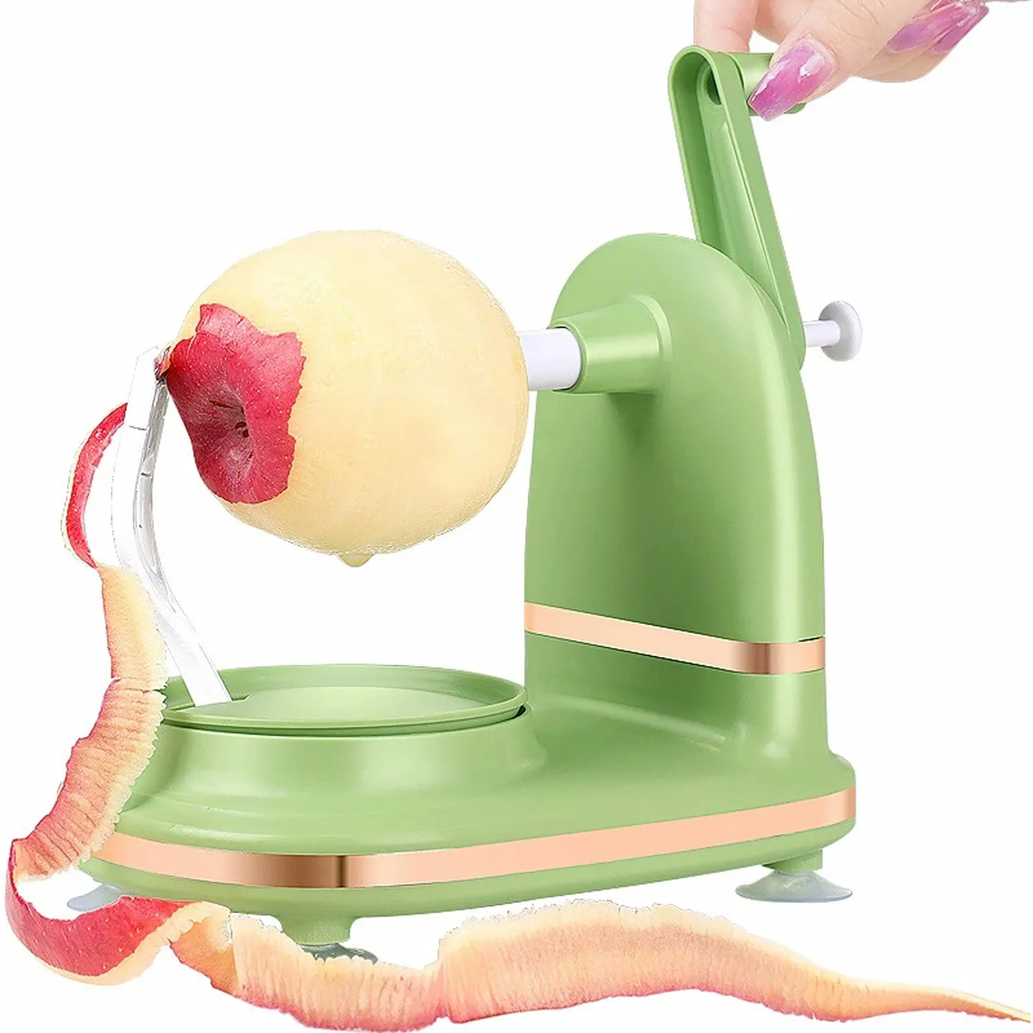 3-in-1手回し回転果物/野菜の皮むき器ステンレス鋼の刃リンゴカッター家庭用皮むき機キッチンガジェット