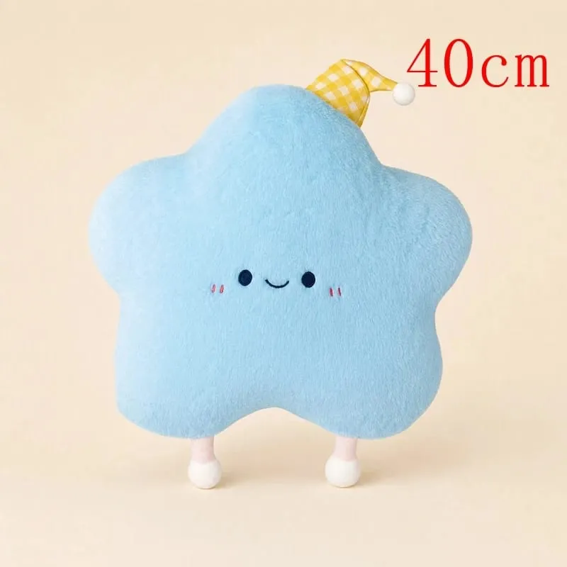 40-60cm Cute Star Plush Pillow with Sleep Hat Kawaii Star Stuffed Cushion Soft Fluffy Sofa Throw Pillow Girl Bedroom Home Decor — image 12