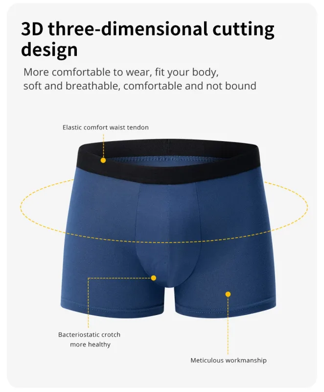 4 Pack Europe And America Size Men'S Solid Color Sexy Boxer Underwear Antibacterial Breathable Plus Size Men'S Shorts Underwear — image 2