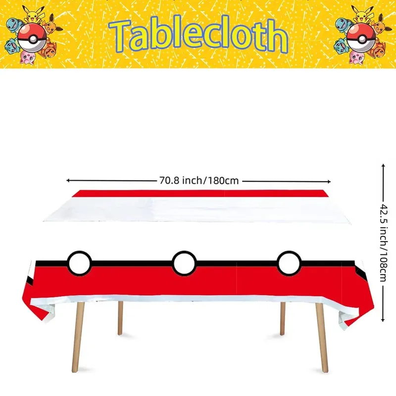 1/10 sztuk Pokemon obrus dekoracje urodzinowe jednorazowy obrus Pikachu obrus prezenty urodzinowe dla dzieci artykuły dla niemowląt — image 6