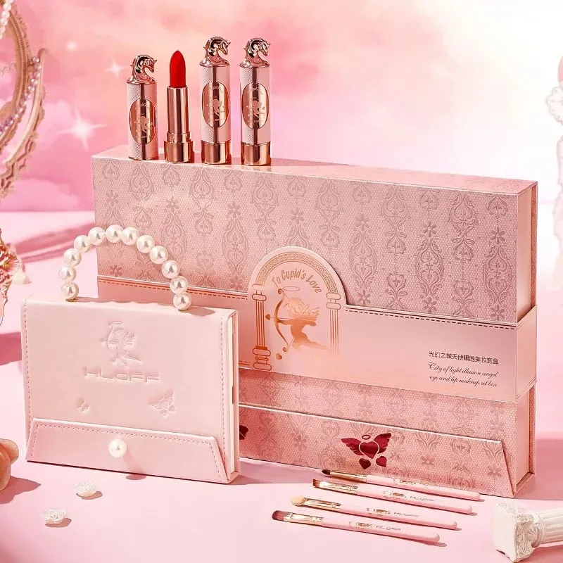 Set de regalo de maquillaje: paleta de sombras de ojos y lápiz labial Kit de belleza facial completo Regalo perfecto para el día de San Valentín para novia y esposa — image 3