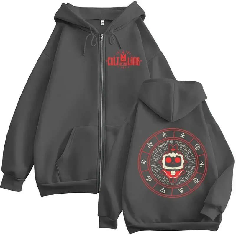New Game Cult of The Lamb Zipper Hoodie Men Women Vintage Long Sleeve Fashion Jacket Sweatshirt Fleece Coats Oversized Hoodies