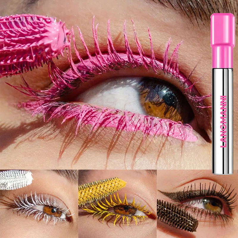Silk Fiber Matte Blue Mascara Berus Besar Berwarna-warni Memanjangkan Bulu Mata Kalis Air Tahan Air Cepat Kering GreenPink Curling Mascara Makeup — image 3