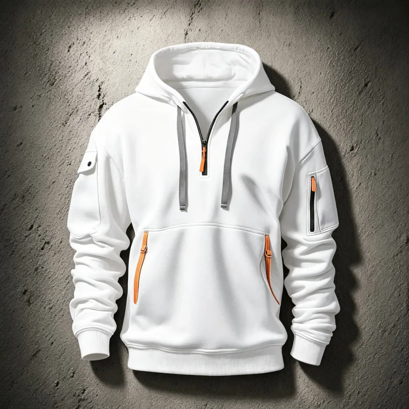 Men's Spring Autumn Hooded Sweatshirt Zip Multi Pocket Pullover Casual Sports Jacket Fashion Trendy Hoodie Top for Men Street — image 5