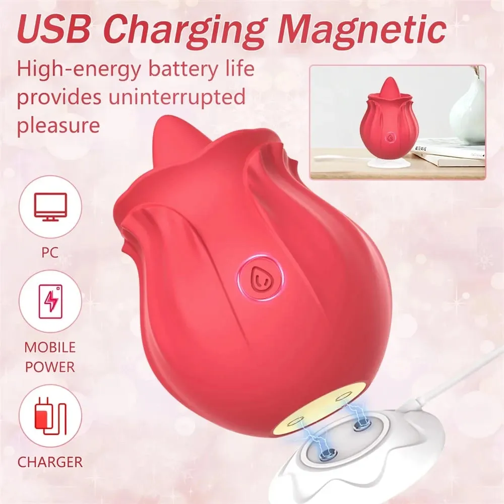 Rose Tongue Licking Vibrator for Women Oral G Spot Clit Stimulator Female Powerful Vagin Massager Masturbation Sex Toy for Adult