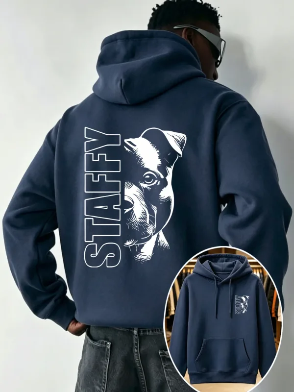 Sport Hooded Sweatshirt Men Staffy Staffordshire Bull Terrier Dog Graphic Pullover AutumnWinter Casual Streetwear Long Sleeve.